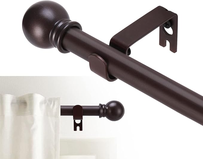 GXOACKJ Curtain Rods for windows 28-78 inch, 5/8 inch Decorative Brown Splicing by GXOACKJ