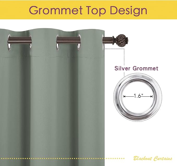 NICETOWN Sage Green Blackout Curtains Panels - Image 2