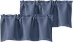 Chyhomenyc Denim Blue Valances for Window, Room Darkening Short Curtains for by Chyhomenyc