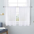 SpaceDresser White Kitchen Sheer Valance Curtains 24 Inch, Voile Sheer Cafe by SpaceDresser