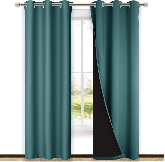 NICETOWN Complete 100% Blackout Curtain Set, Thermal Insulated & Energy by NICETOWN