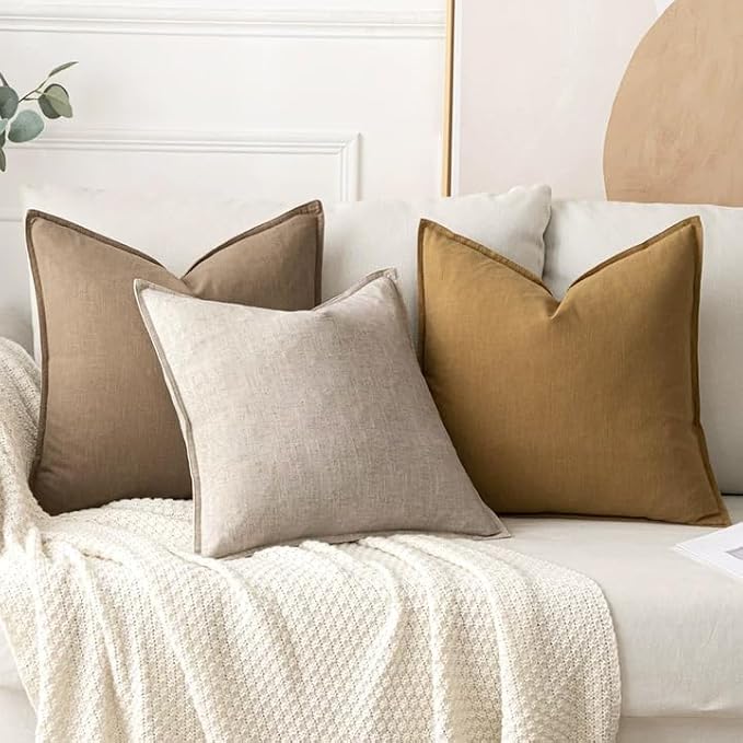 MIULEE Decorative Linen Pillow Covers 18x18 Inch Natural Linen Boho Farmhouse - Image 4