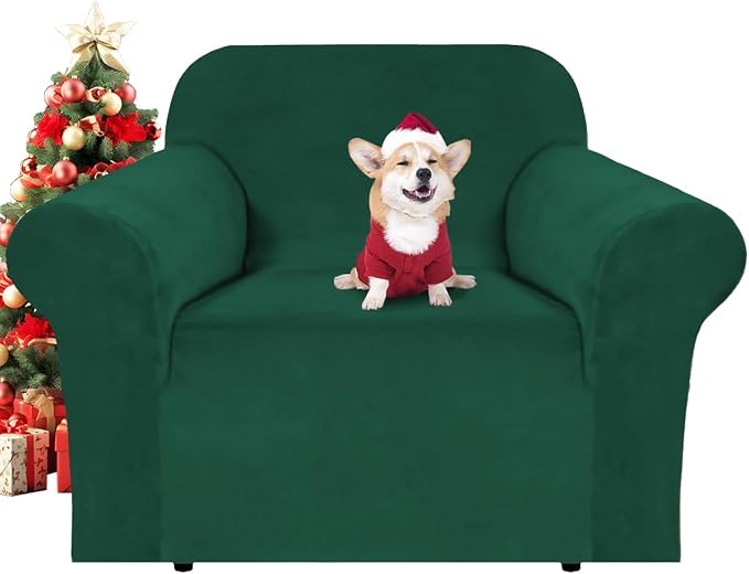 H.VERSAILTEX Stretch Velvet Armchair Cover Couch Covers 1 Cushion Chair by HVERSAILTEX