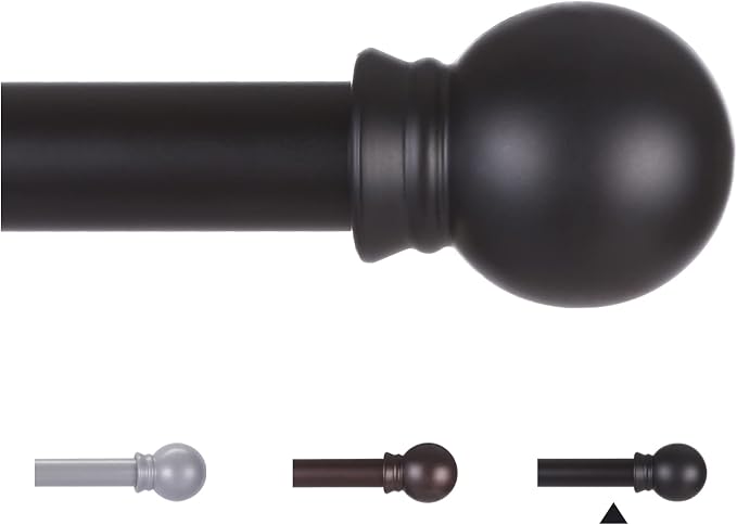 Thestoa Curtain Rods for Windows 30-62 Inch, 5/8" Matte Black Curtain Rods by Thestoa