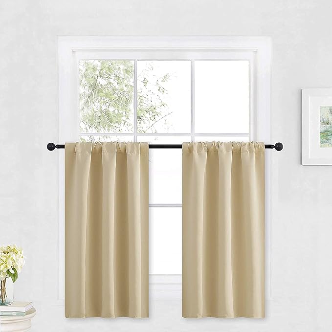 RYB HOME Kitchen Curtains Over Sink 36 inch Length, Rod Pocket Summer Light UV by RYBHOME