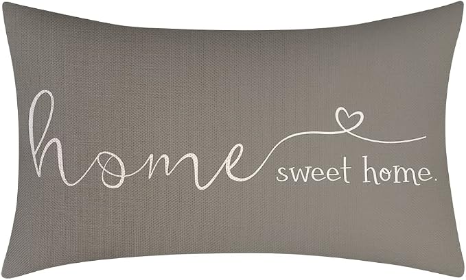 MFGNEH Home Sweet Home Quotes Farmhouse Pillow Covers, 12x20 Inch, Decorative by MFGNEH