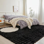 Black Rabbit Plush Rug 6'x9', Fluffy Faux Fur Shaggy Area Rug - Image 2