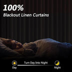 Guken 100% Blackout Linen Curtains 42 Inch Wide by 108 Inch 2 Panels Set - Image 2