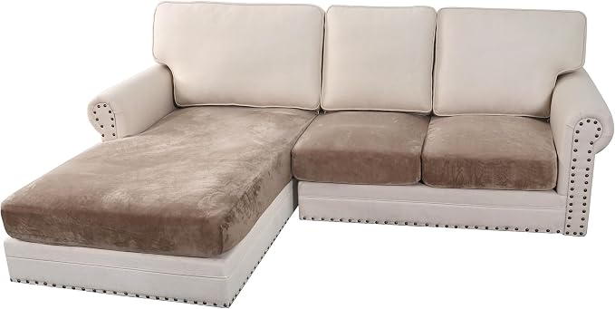 H.VERSAILTEX Velvet Stretch Sectional Couch Covers 3 Pieces Sofa Seat Cushion by HVERSAILTEX