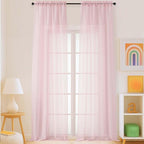 Blush Pink Sheer Curtains for Windows 108 inches Long 2 Panels Set, Soft by Home
