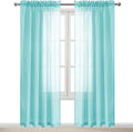 DWCN Aqua Sheer Curtains Semi Transparent Voile Rod Pocket Curtains by DWCN