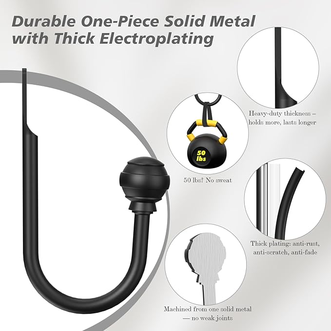 Hion Curtain Holdbacks Black 2pcs, Curtain Tiebacks Wall Mounted Curtain Hooks - Image 3