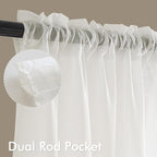 MIULEE Ivory Sheer Curtains 96 Inches Long, 4 Panels Set, Light Filtering Rod - Image 3