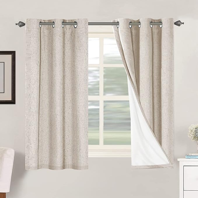 H.VERSAILTEX Primitive Linen Curtains 100% Blackout Curtain Drapes Burlap by HVERSAILTEX