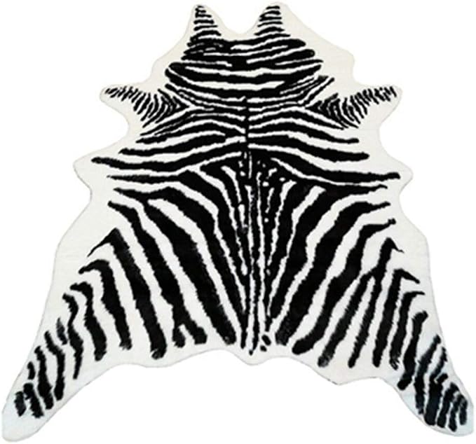 Zebra Print Rug Faux Animal Cowhide Skin Area Rug Leather Carpet Mat Large Size by yingda1992