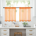 MIULEE 2 Panels Fall Kitchen Tiers Half Window Sheer Curtains-Rod Pocket Voile - Image 7