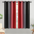 Yakamok Red and Black Blackout Curtains, Ombre Room Darkening Window Curtains - Image 2