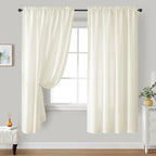 HOMEIDEAS Non-See-Through Cream Yellow Privacy Sheer Curtains, 52 X 72 Inches - Image 2