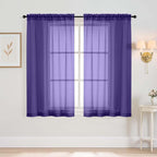 Purple Window Sheer Curtains 54 inch Length, Soft Airy Light Filtering Sheer by Home