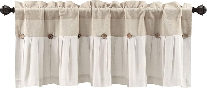 Lush Decor Linen Button Valance | 52"W x 18"L | Farmhouse Style | Coconut Husk - Image 9