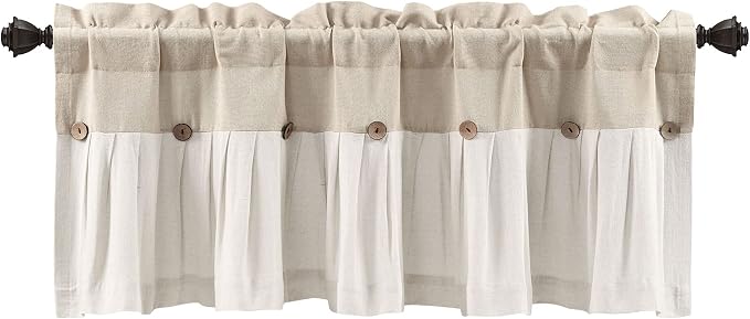 Lush Decor Linen Button Farmhouse Valance Curtians 84"W x 18"L Linen - Image 7