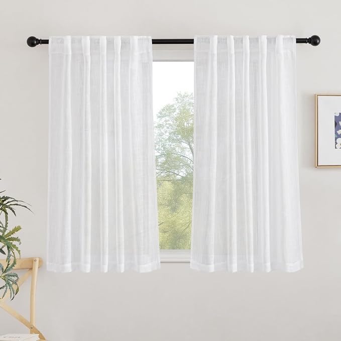 NICETOWN White Sheer Bathroom Curtains Window Treatments, Rod Pocket & Back Tab by NICETOWN