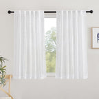 NICETOWN White Faux Linen 48 inch Curtains by NICETOWN