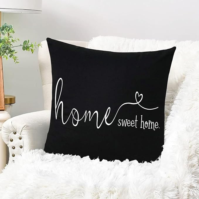 MFGNEH Home Sweet Home Quotes Farmhouse Pillow Covers 18x18 Inch, Farmhouse - Image 2