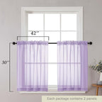 Lavender Kitchen Curtains 30 Inch Length Tier 2 PCS, Solid Soft Airy Half - Image 2