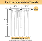 Lecloud Sky Blue Sheer Curtains 78 Inches Long 2 Panels, Light Filtering Voile - Image 3
