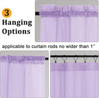 Gwine Lilac Sheer Curtains 90 Inches Long 2 Panels Set, Light Filtering Solid - Image 4