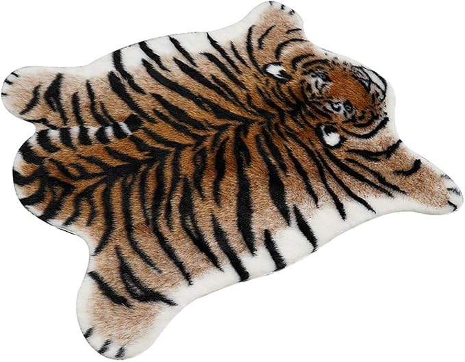 Tiger Print Area Rug Faux Cowhide Skin Hide Animal Printed Rugs Cute Carpet - Image 3