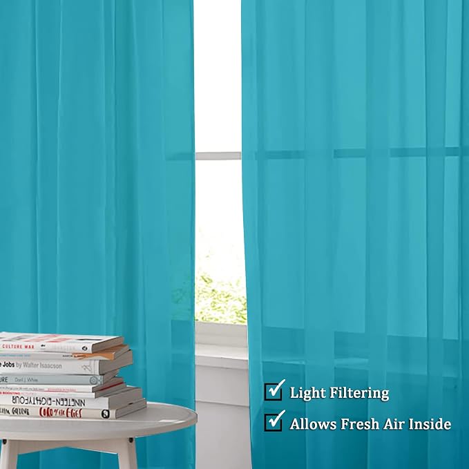 OWENIE Marine Sheer Curtains 96 Inch Length, Elegant Sheer Curtains - Image 2