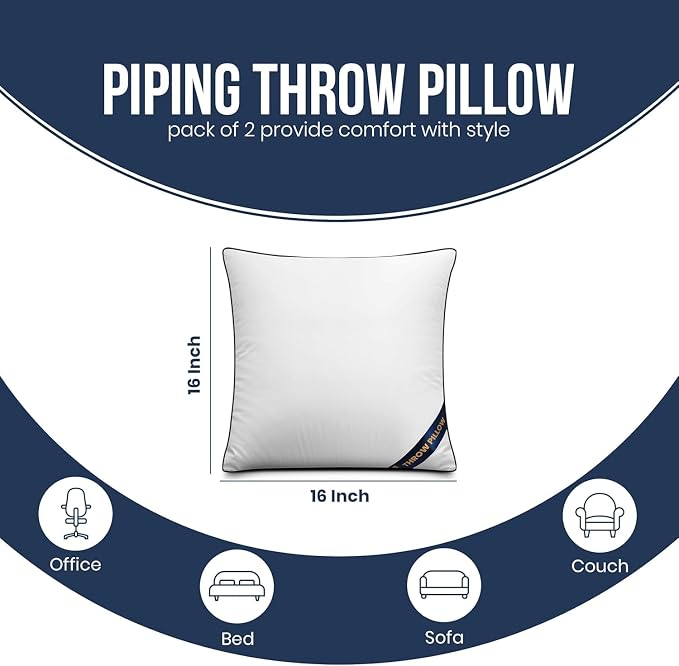 Utopia Bedding Throw Pillow Inserts, 16 x 16 Inches Decorative Indoor Pillows - Image 2