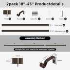 VOIIY 2 Pack Curtain Rods for Windows 18 to 42 Inch, Bronze 1'' Diameter - Image 8