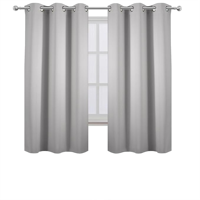 LEMOMO Light Grey Blackout Curtains/38 x 54 Inch/Set of Two Panels Grommet - Image 2