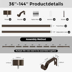 VOIIY Bronze Curtain Rods for Windows 72 to 144 Inch, Size:36-144 Inch - Image 8