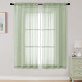 Light Green Sheer Curtains 63 Inch Length 2 Panels Set by WelvetBLK