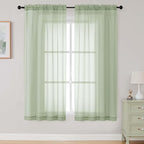 Light Green Sheer Curtains 63 Inch Length 2 Panels Set by WelvetBLK