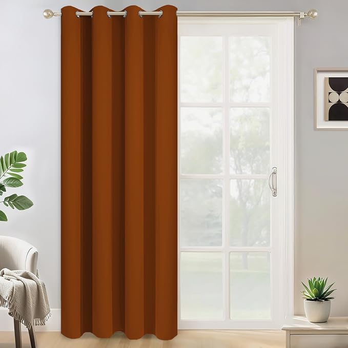 Yakamok Wide Thermal Blackout Patio Door Curtain Panel, Burnt Orange Grommet by Yakamok