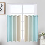 Estelar Textiler Beige and Aqua Ombre Short Blackout Cafe Curtains 36 Inch by ESTELARTEXTILER