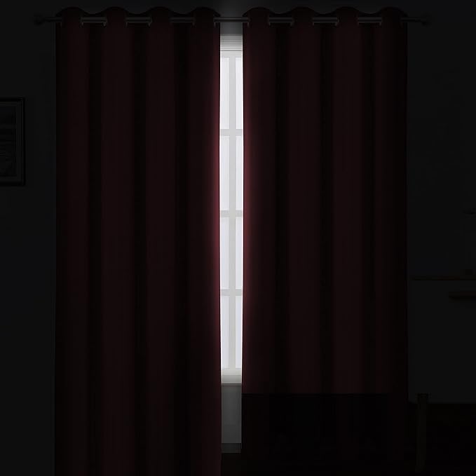 LEMOMO Burgundy Red Thermal Blackout Curtains/42 x 84 Inch/Set of 2 Panels Room - Image 3
