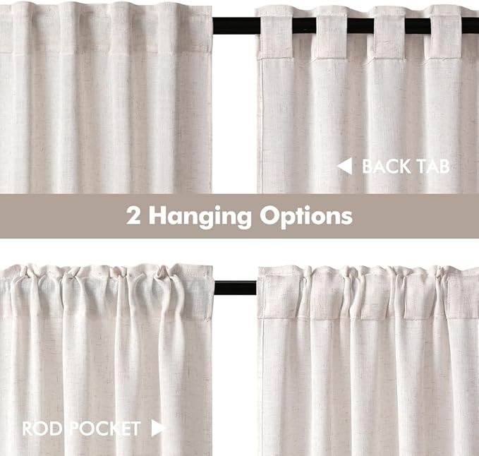 MIULEE Farmhouse Kitchen Curtains 24 Inch Length 2 Panels, Soft Thick Linen - Image 5
