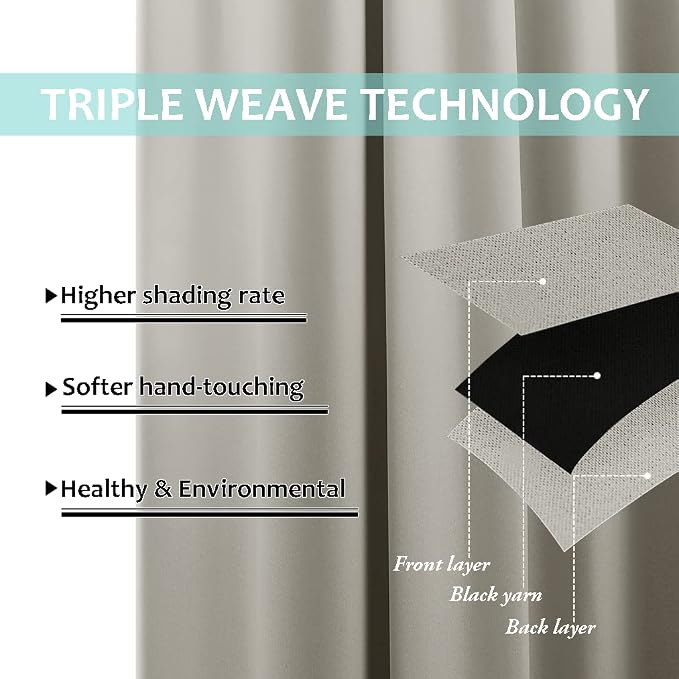 NICETOWN 100% Blackout Window Curtain Panels, Full Light Blocking Drapes - Image 6
