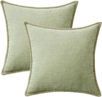 MIULEE Pack of 2 Couch Throw Pillow Covers 16x16 Inch Light Green Farmhouse - Image 6