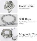 Lewondr Curtain Tie Magnetic, Vintage Resin Flower Curtain Holdback - Image 2