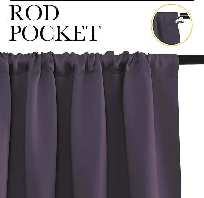 NICETOWN Blackout Curtains for Bedroom, 1 Pair, 62 by 63-inch, Window Treatment - Image 2