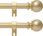 Gold Curtain Rod for Windows 48 to 84 or 88 Inch, 2 Pack 5/8 Inch Diameter by Poskena