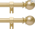 Gold Curtain Rod for Windows 28 to 48 Inch, 2 Pack 5/8 Inch Diameter Adjustable by Poskena