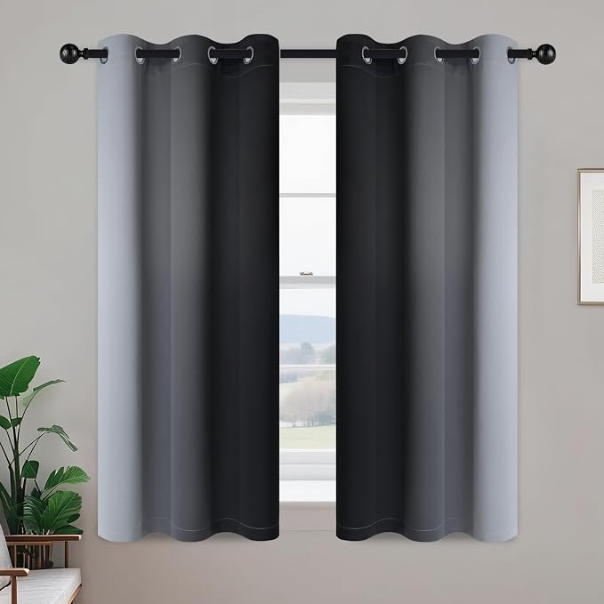 Yakamok Room Darkening Ombre Curtains 54 Inch Length, Light Blocking Grommet - Image 2